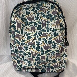 Sloth Backpack Leaves And Branches Green And Grey Multipocket